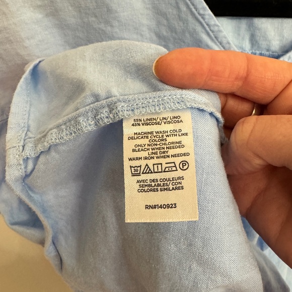 LOFT Light Blue Ruffle Sleeve Blouse - Picture 5 of 5